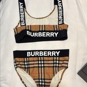 Burberry Black and Tan Plaid Bikini